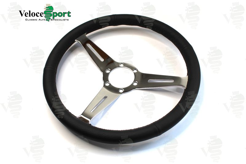 Nardi Style Black Leather Steering Wheel - 360mm