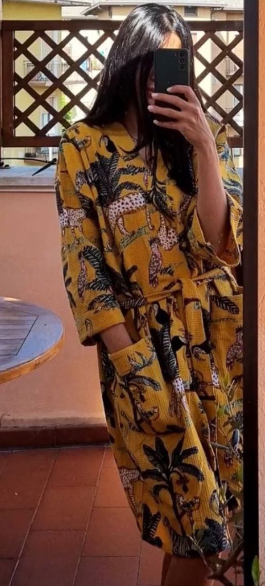 accappatoio Safari giallo senza cappuccio