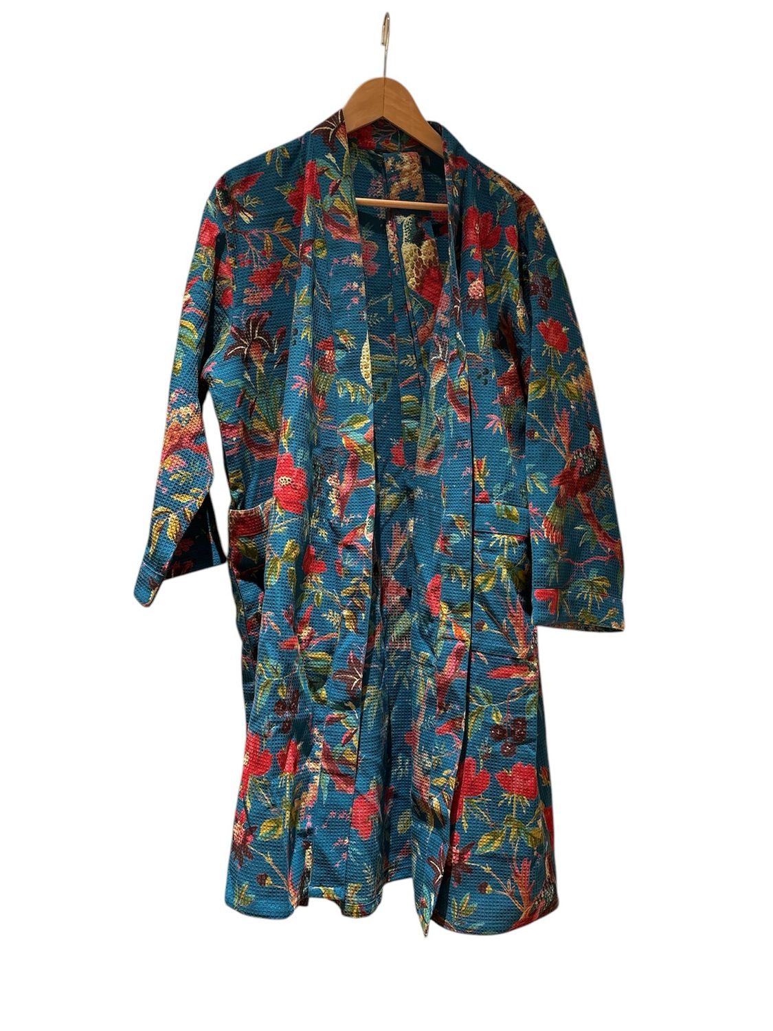 accappatoio fiori azzurro