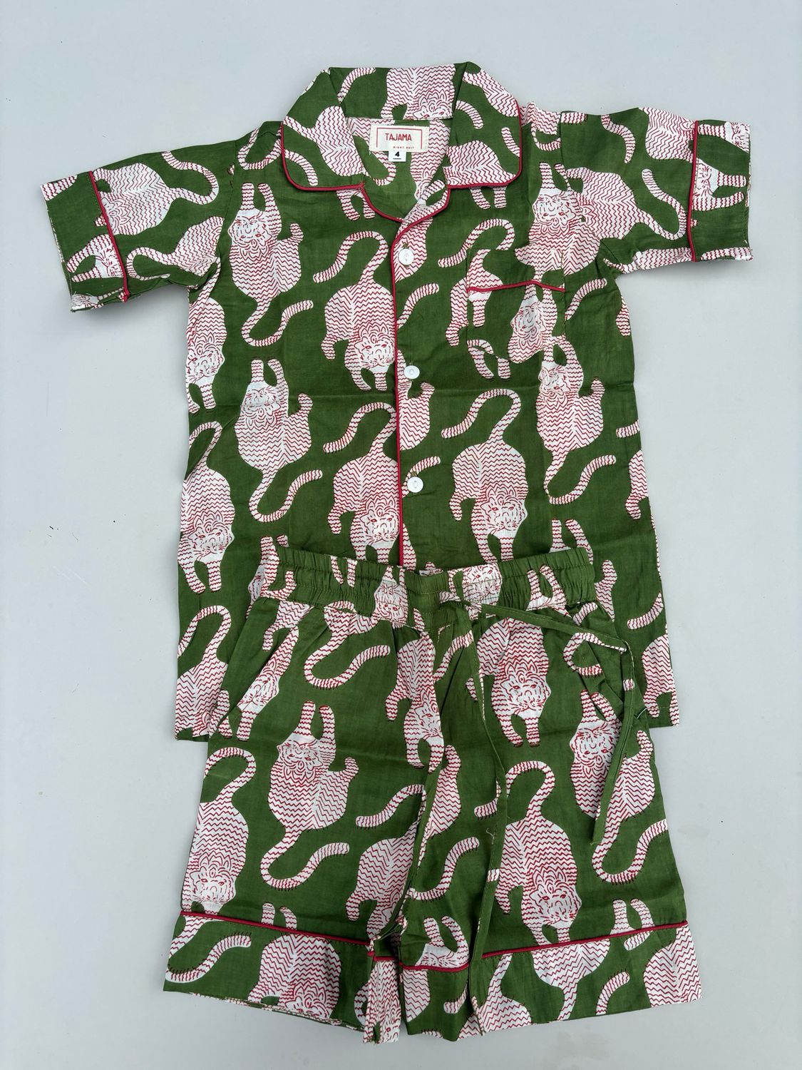 Pigiama ghepardo verde corto bambin*