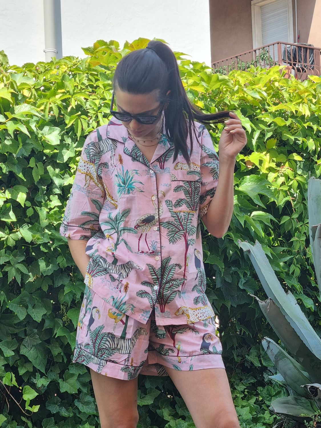 Pigiama corto safari rosa