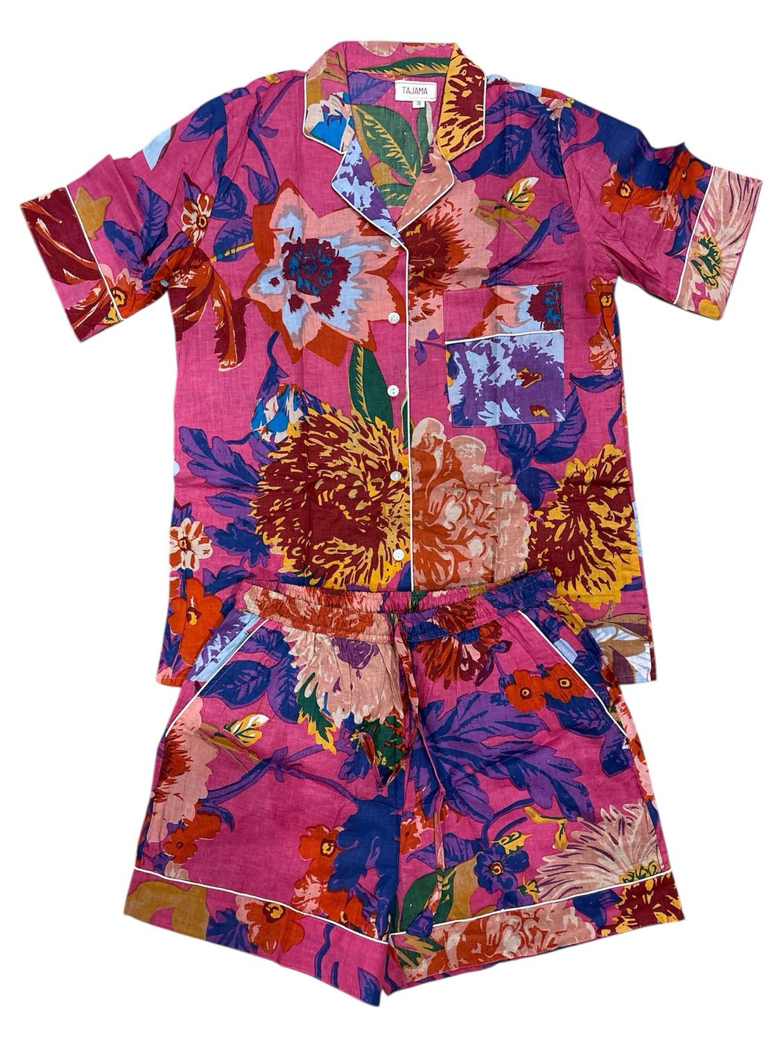 Pigiama fiori rosa corto