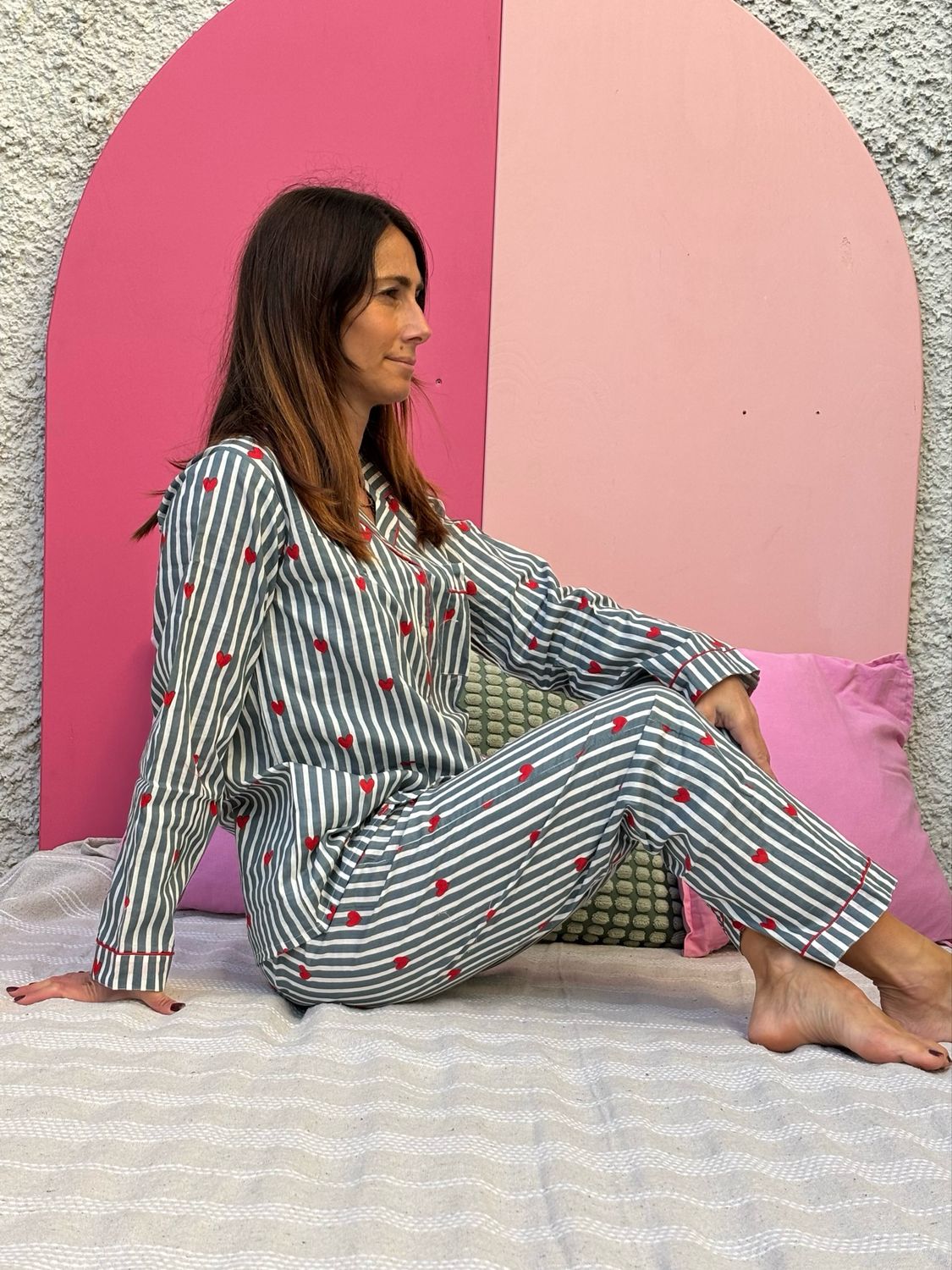 Pigiama cuoricini grigio