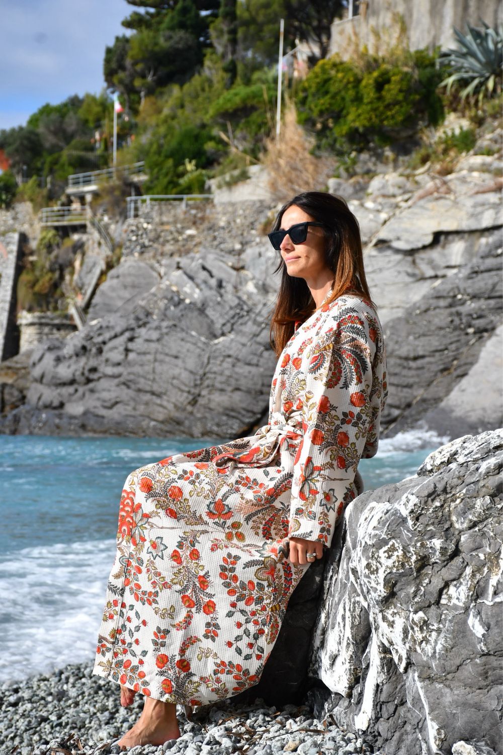 accappatoio fiori bianchi senza cappuccio