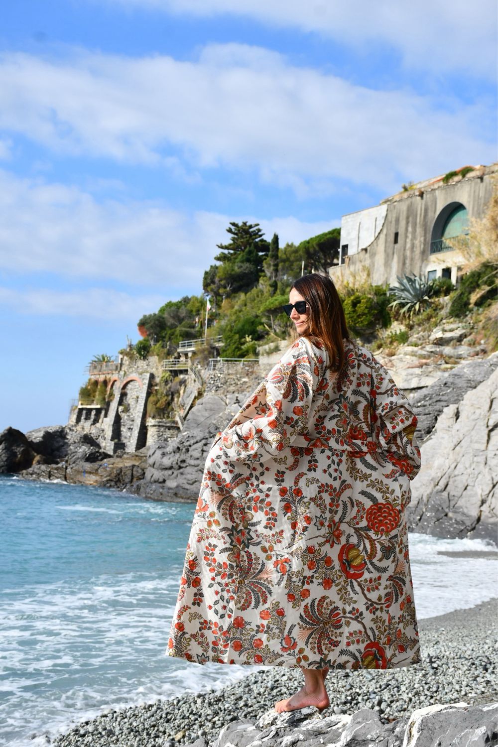 accappatoio fiori bianchi senza cappuccio