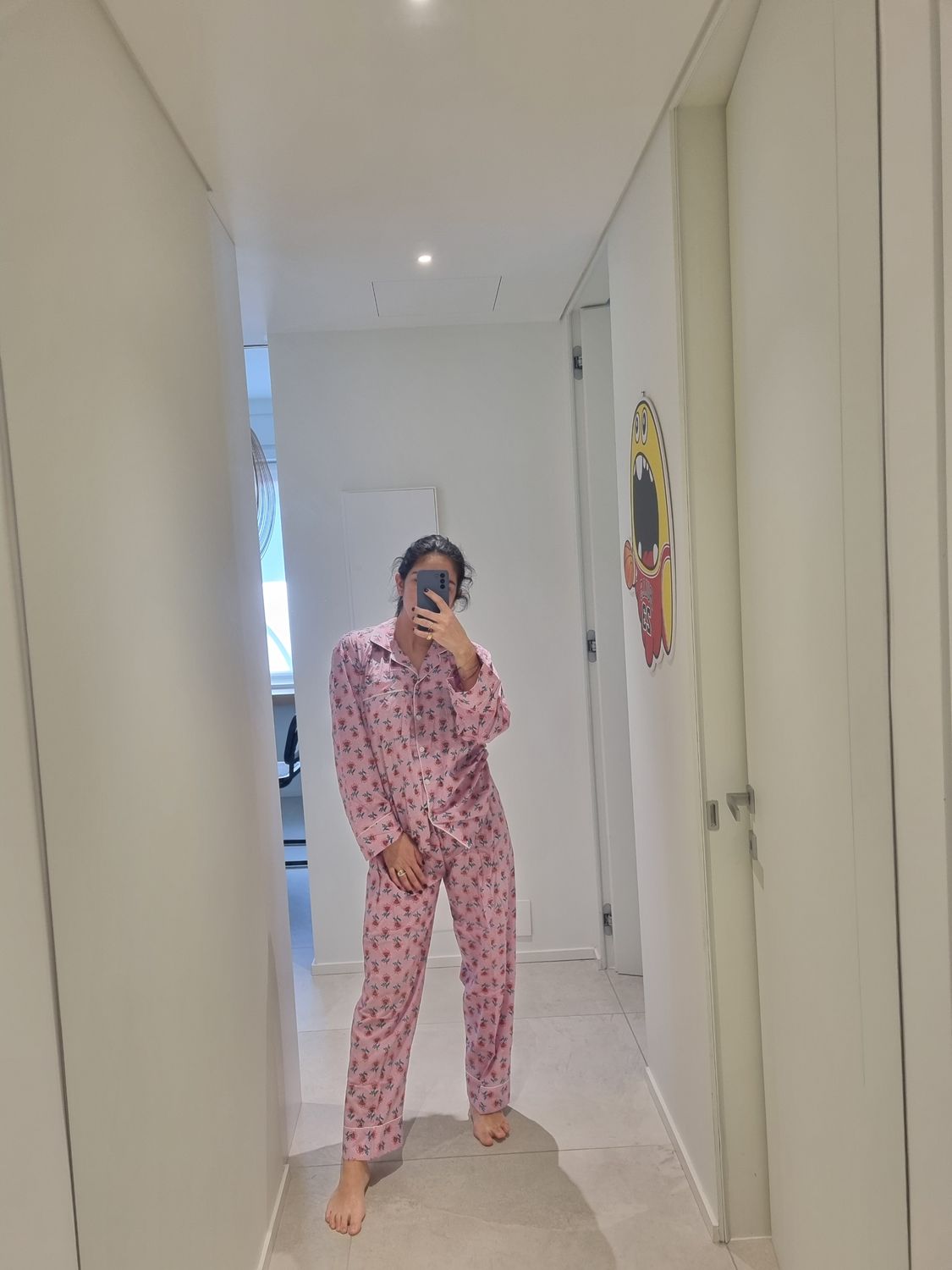 Pigiama rosa block print