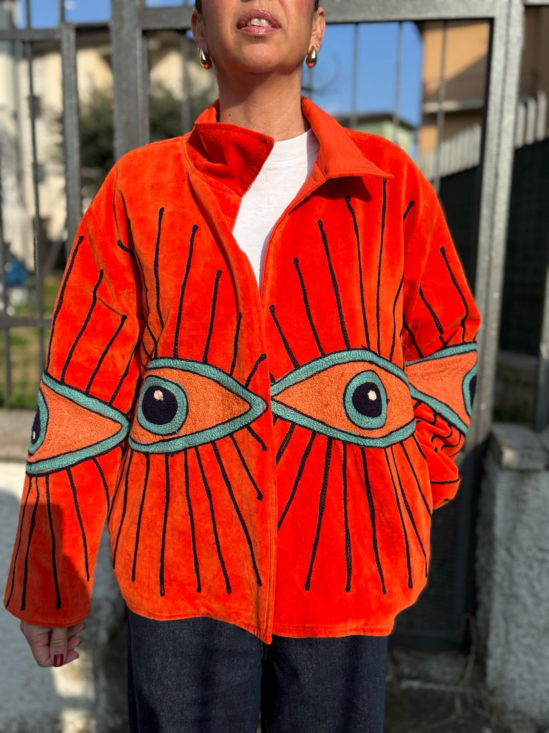 Giacca in velluto con ricami suzani