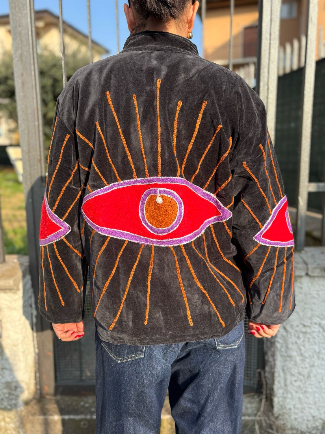 Giacca in velluto con ricami suzani