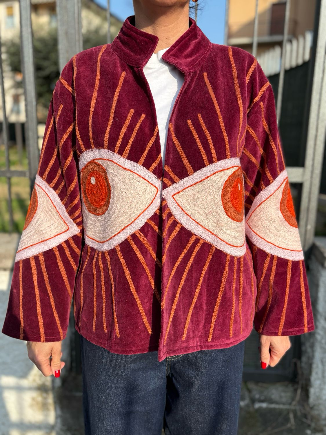 Giacca in velluto con ricami suzani