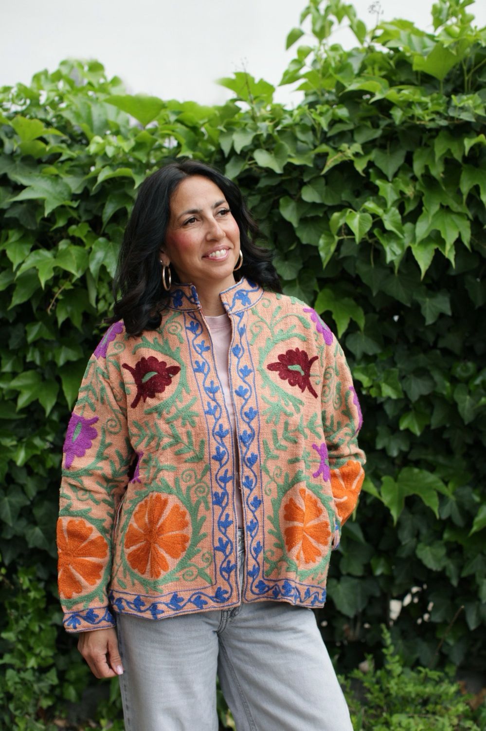 Giacca in cotone con ricami suzani