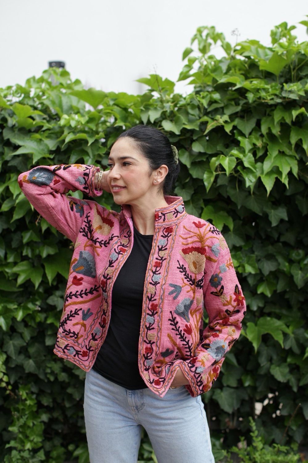 Giacca in cotone con ricami suzani