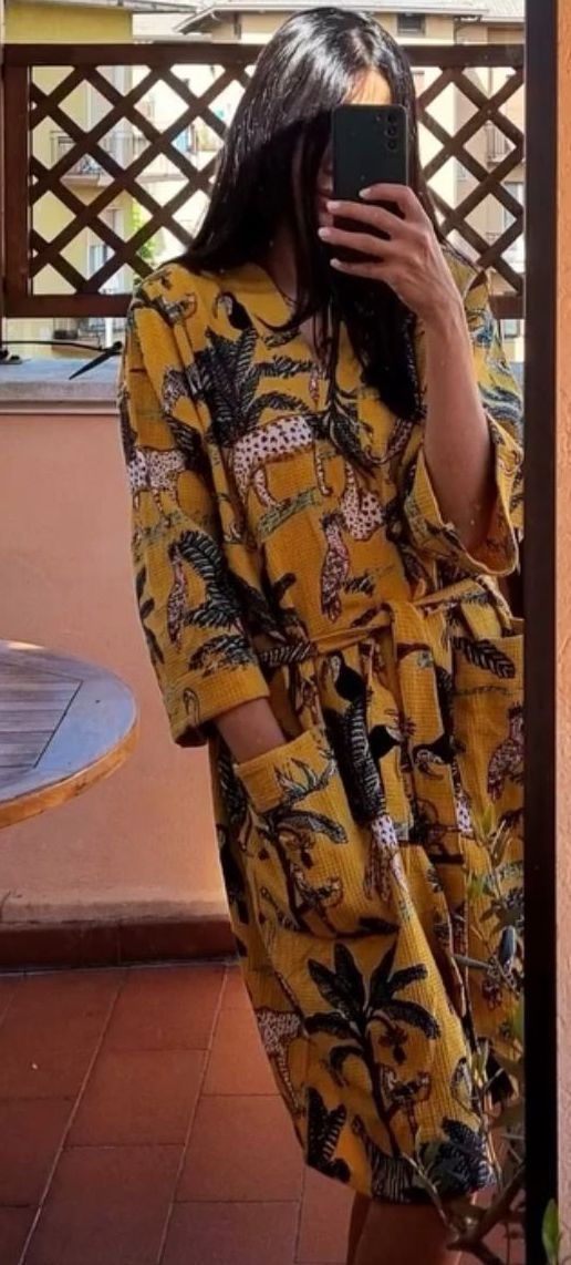 accappatoio Safari giallo senza cappuccio