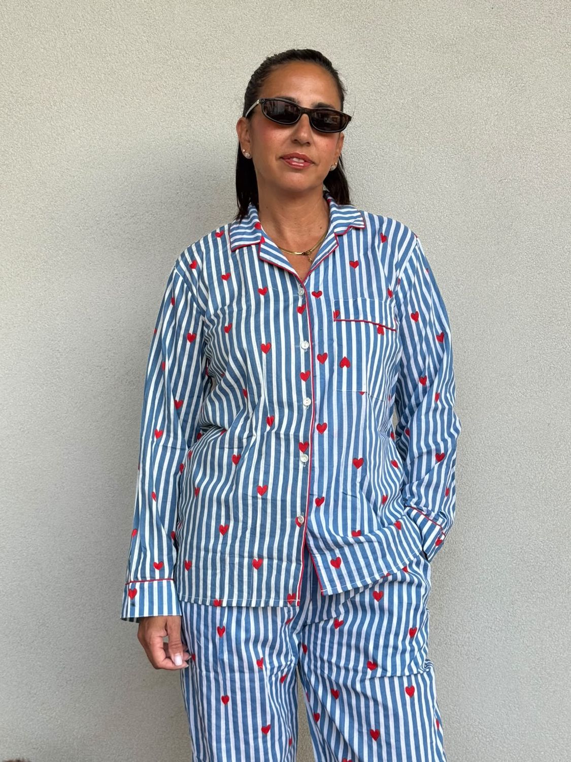 Pigiama cuoricini blu