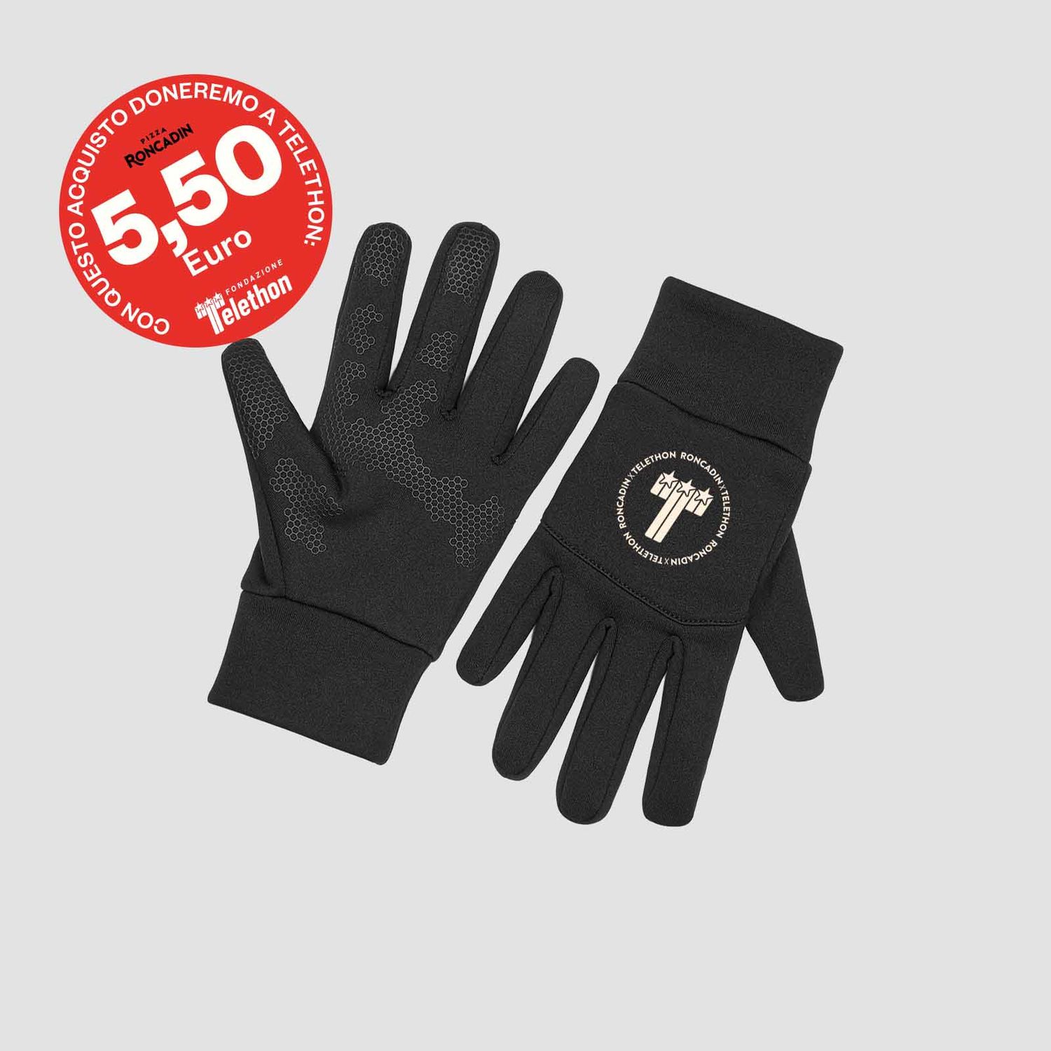 Guanti tessuto tecnico neri - Roncadin x Telethon 2025
