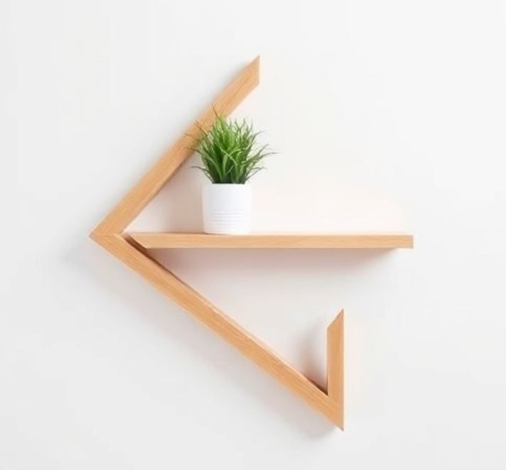 Modern Wooden Wall Shelf Arrowhead -Small Decor| Plants| Books