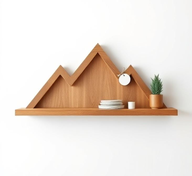 Wooden Wall Shelf Mountain Shape - Small Decor| Plants| Books