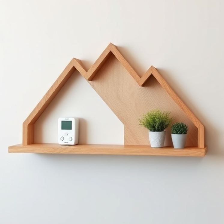 Wooden Wall Shelf Mountain Shape - Small Decor| Plants| Books