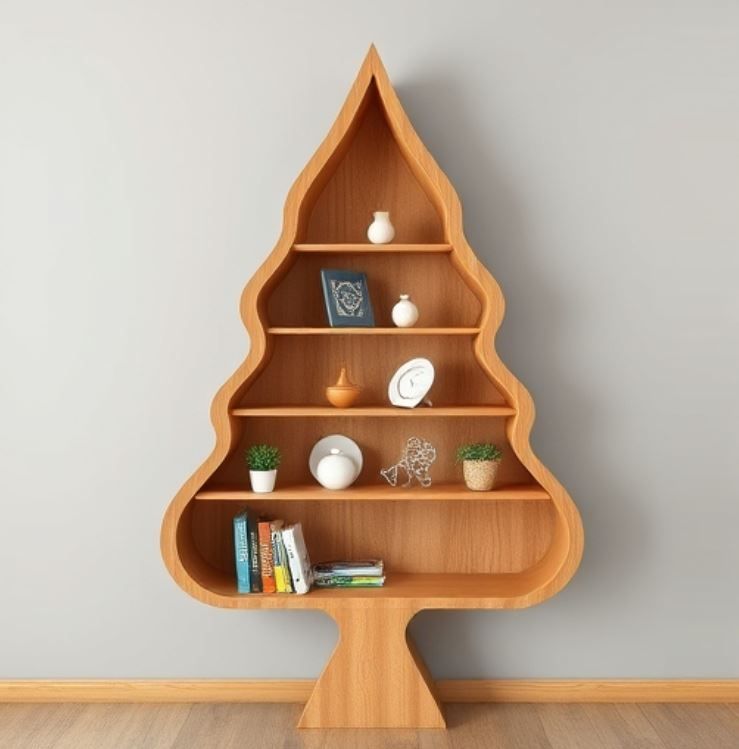 Wooden Wall Shelf Bent Tree Shape  - Small Decor| Plants| Books