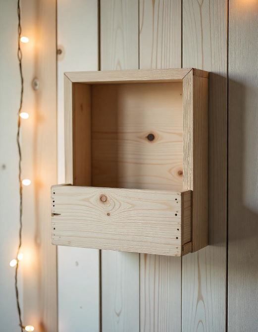 Wooden Wall Shelf Modern Rectangular - Small Decor| Plants| Books