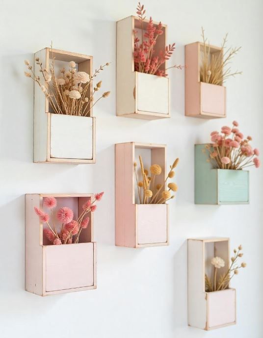 Wooden Wall Shelf Rectangular - Small Decor| Plants| Books