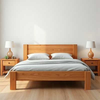 Wooden Bed Frame with Headboard