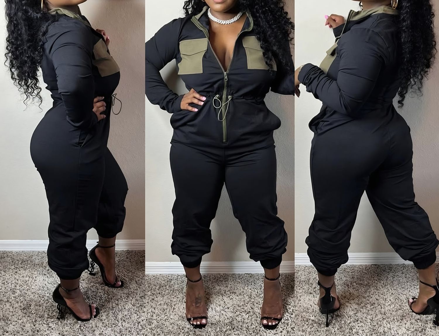 Black/Olive Jumpsuit