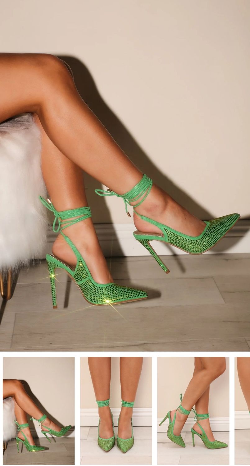 Stuck With Me Wrap Up Pumps- Green