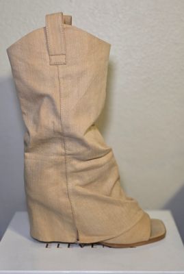 Cow Girl Peeptoe Wedge-Tan