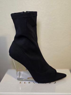 Black Clear Wedge Heel