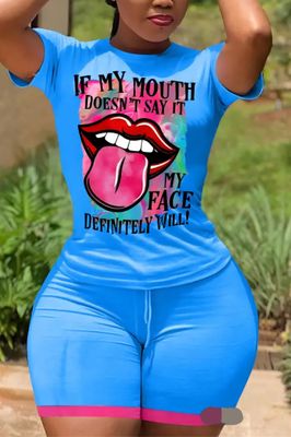 Letter &amp; Lips Print Drawstring