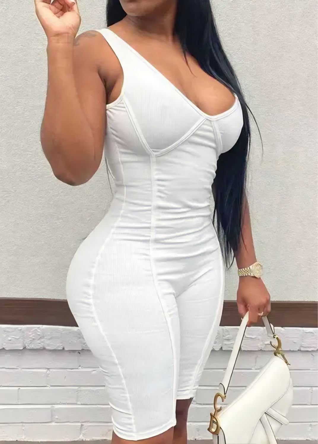 Ribbed Bustier Tank Romper