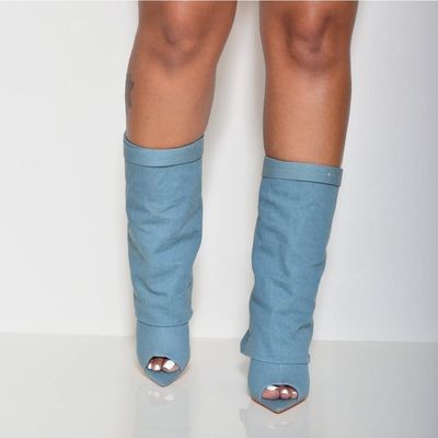 Mid High Demim Blue Peeptoe Stiletto