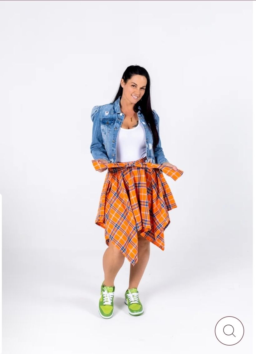 Color Block Plaid Skirt