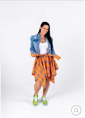 Color Block Plaid Skirt