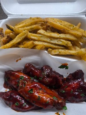 #2 Bourbon Peach Hot Honey wings Meal