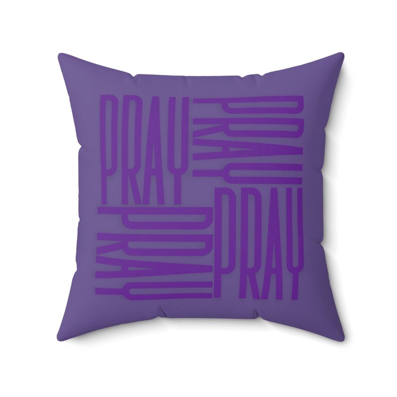 Pray Square Polyester Square Pillow-Purple