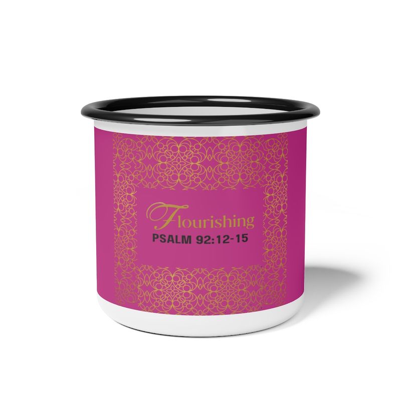 Flourishing Enamel Cup- Deep Pink
