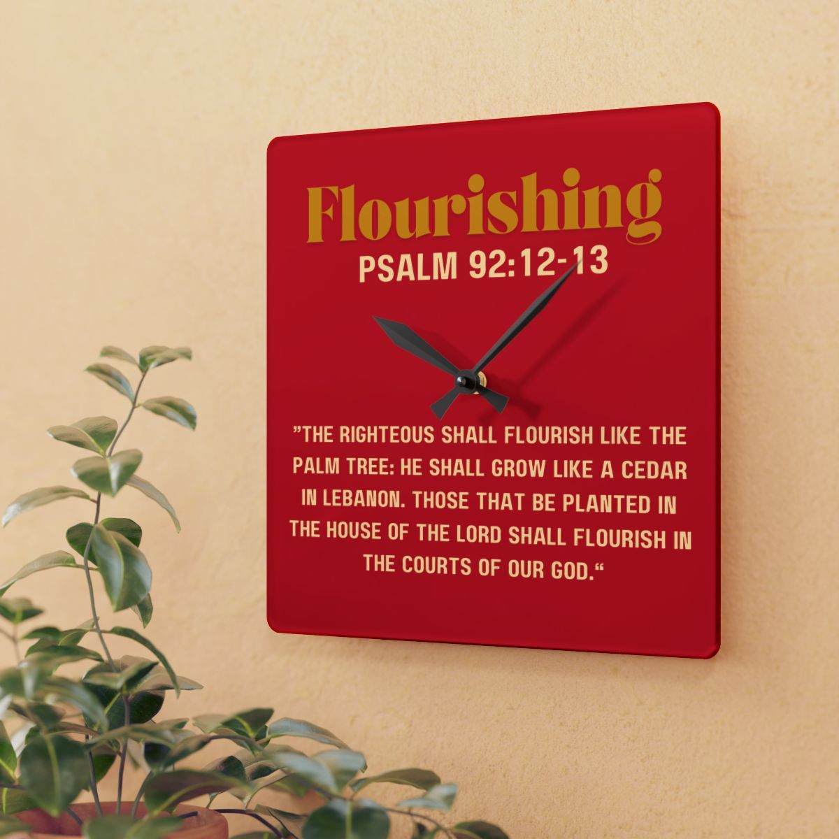 Flourishing Acrylic Wall Clock-Red