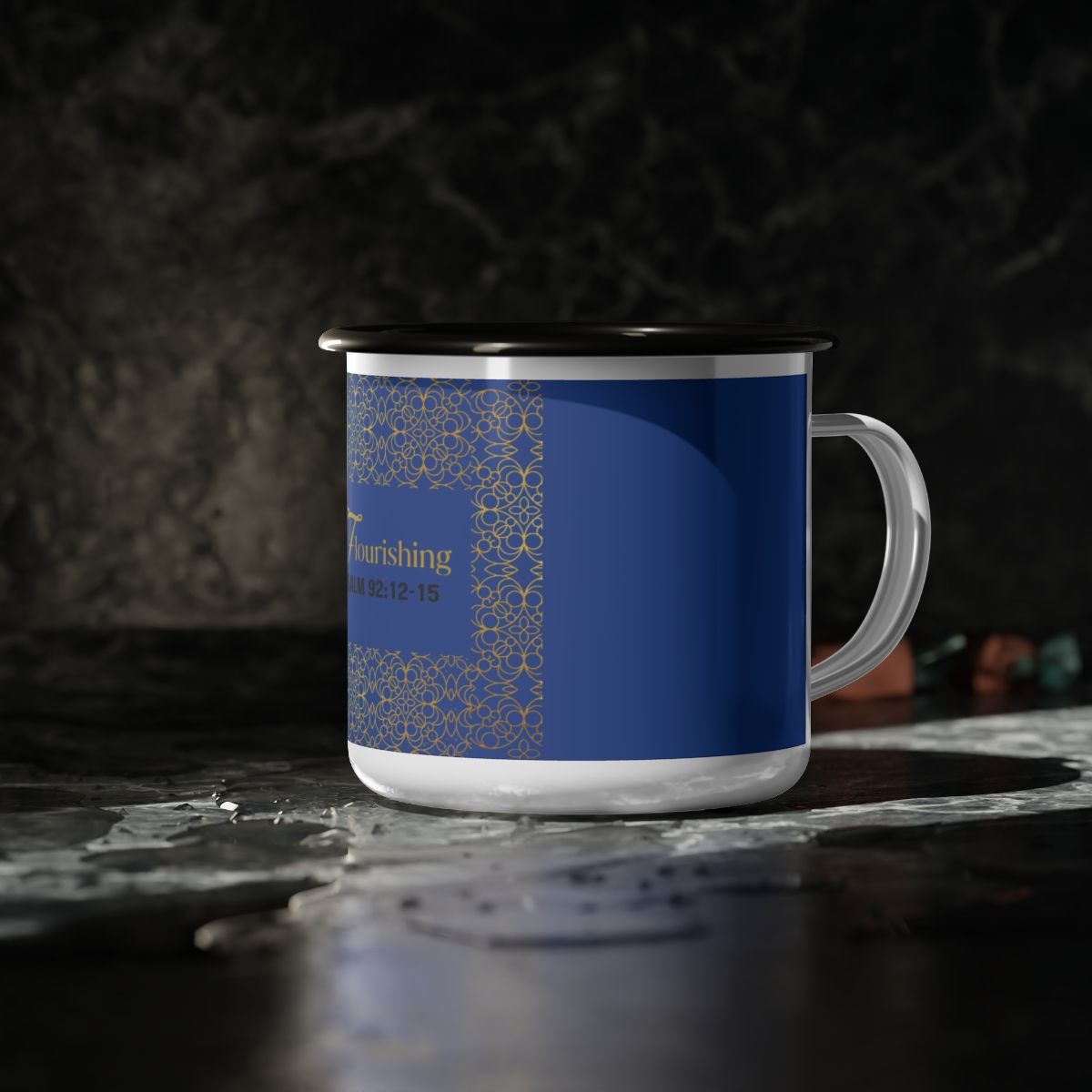 Flourishing- Enamel Cup-Deep Blue 