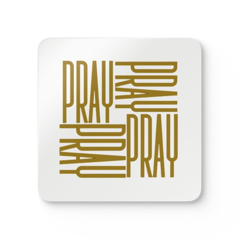 Pray Corkwood Coaster Set Gold/White