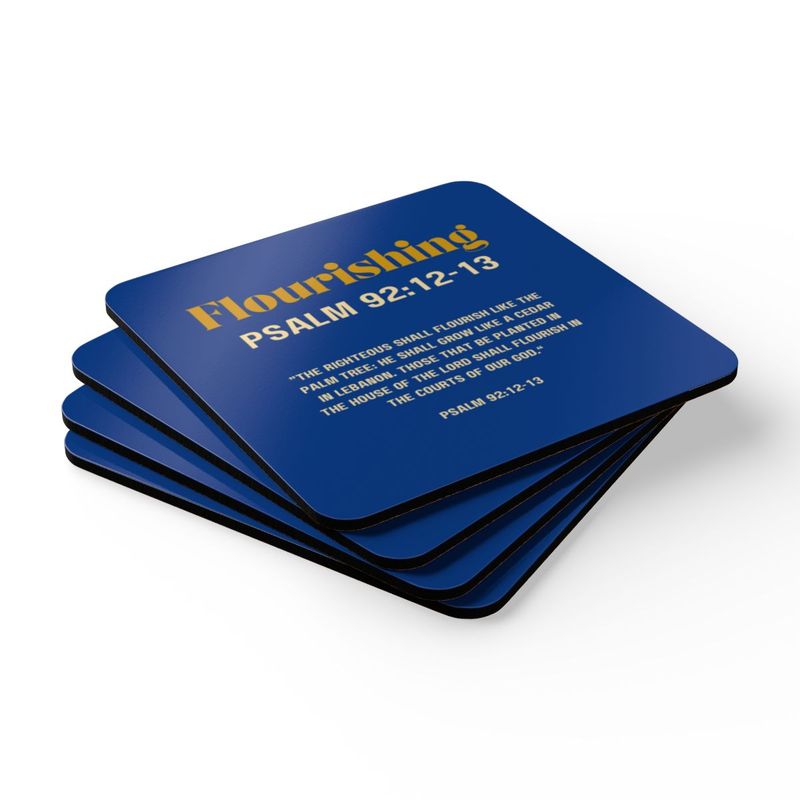 Flourishing Corkwood Coaster Set Navy