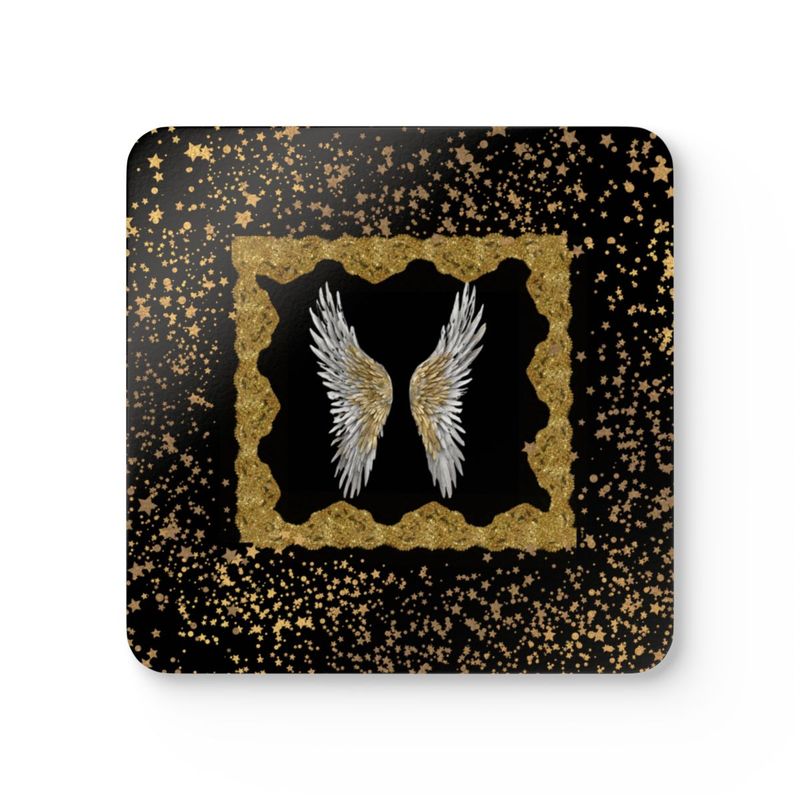 Golden Angel Corkwood Coaster Set Black