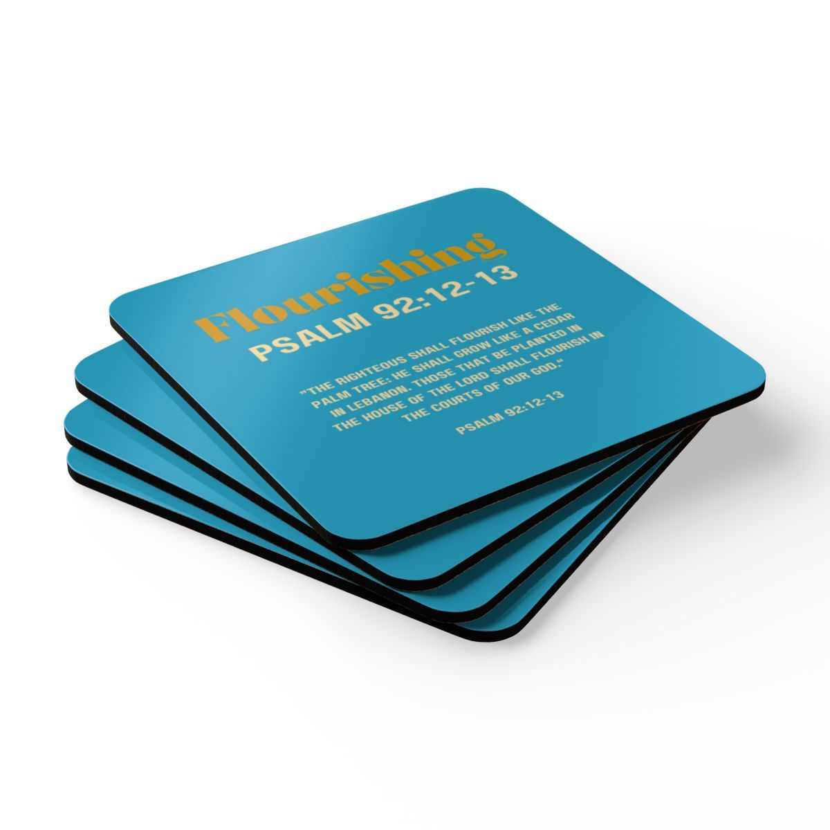 Flourishing Corkwood Coaster Set Turquoise