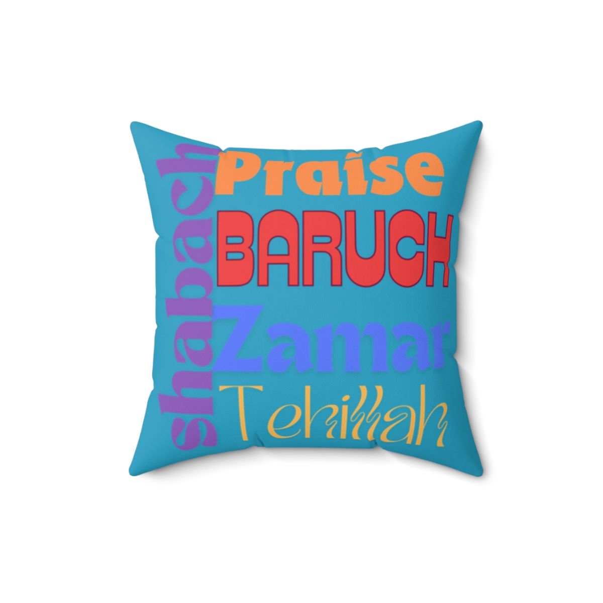 Praise Spun Poly Square Pillow Turquoise
