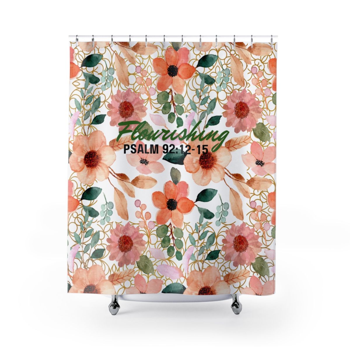 Flourishing Shower Curtain Floral Peach