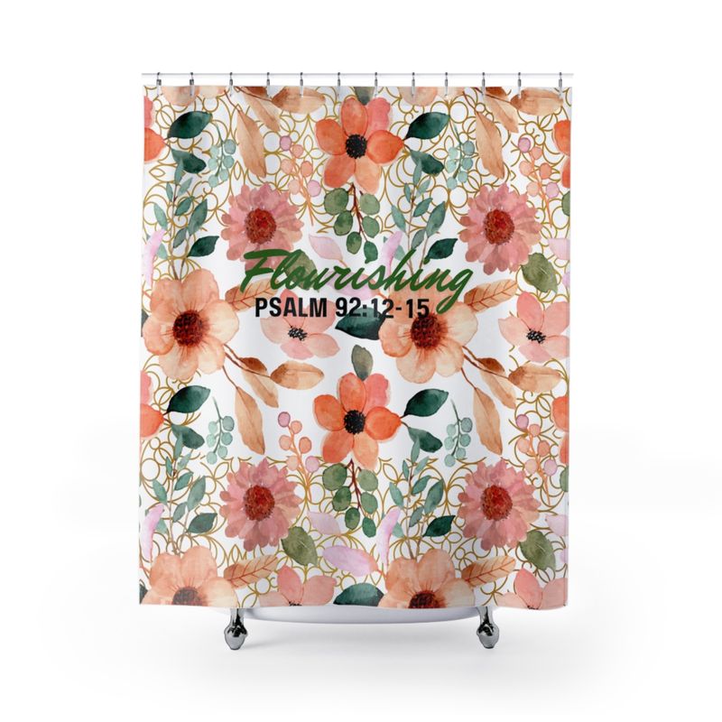 Flourishing Shower Curtain Floral Peach