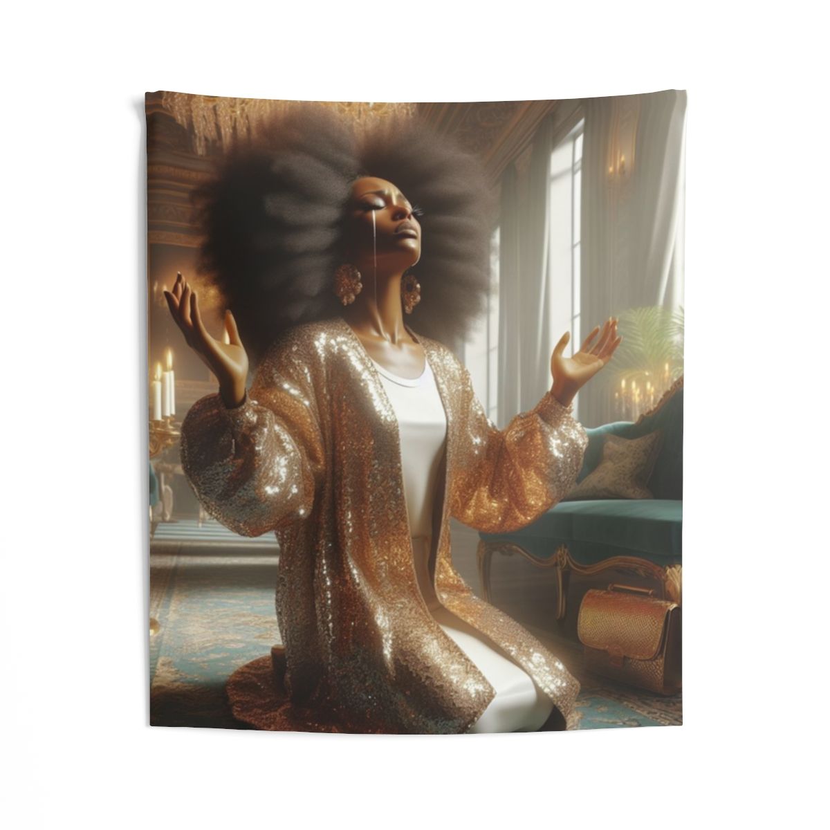 Praying 1 Woman Indoor Wall Tapestries