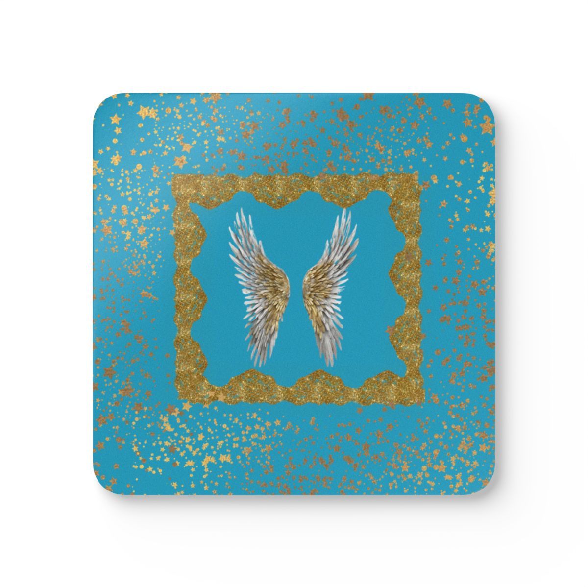 Golden Angel Corkwood Coaster Set Turquoise