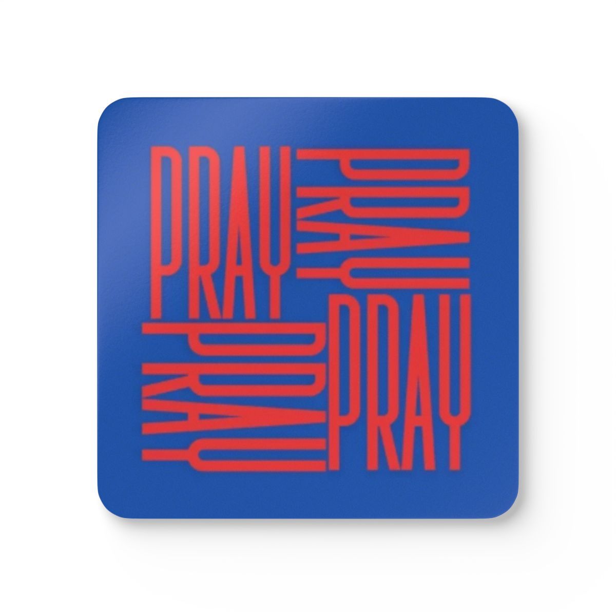 Pray Corkwood Coaster Set Red/Blue