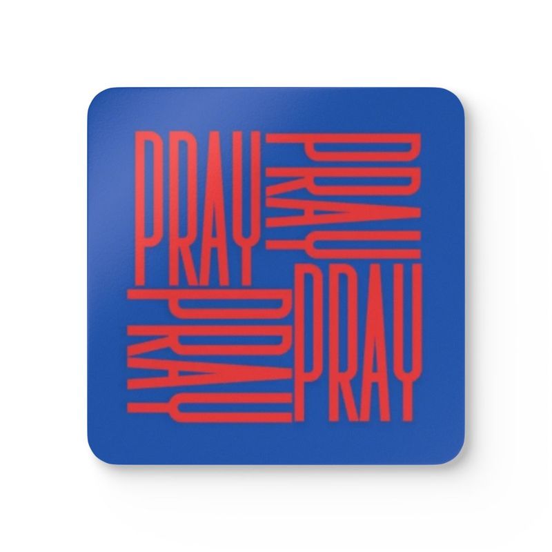 Pray Corkwood Coaster Set Red/Blue